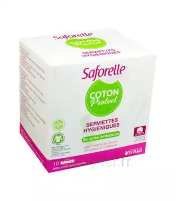 Saforelle Coton Protect Serviette Jetable Avec Ailette B/10 à Cavignac